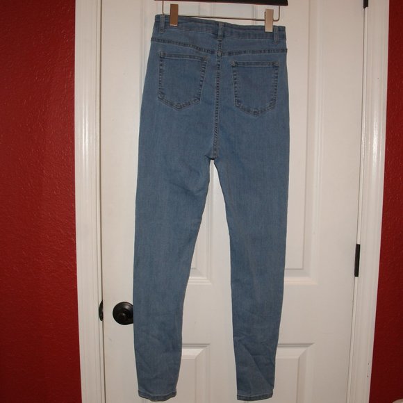 085 PRETTYLITTLETHING High Waisted Front Split Hem Skinny Jeans sz 8 - Picture 7 of 10